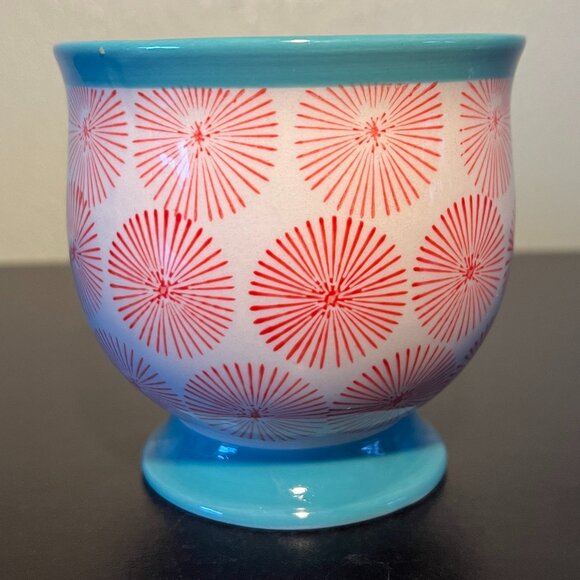 THE PIONEER WOMAN Turquoise Pedestal & Red Starburst Off-White Ceramic Cup Mug - Picture 6 of 11